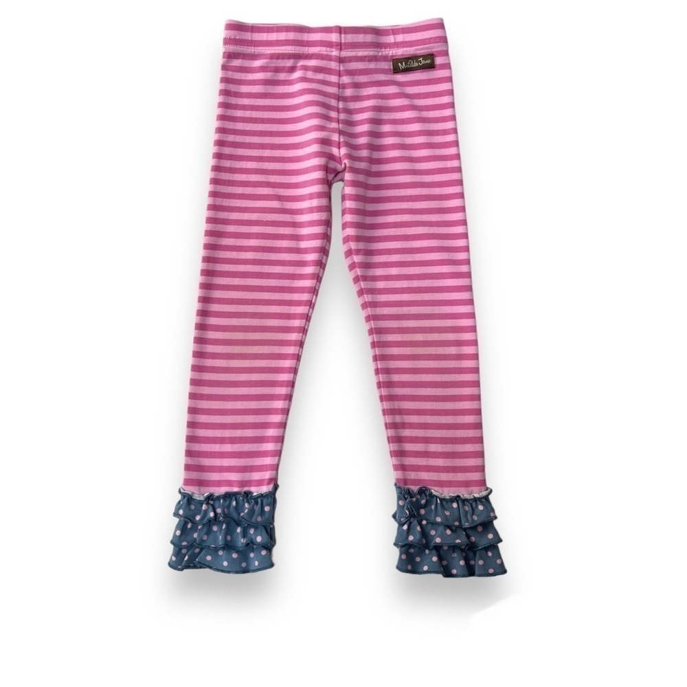 Matilda Jane Girls Size 4 Between The Pages Striped Ruffle Leggings Make Believe